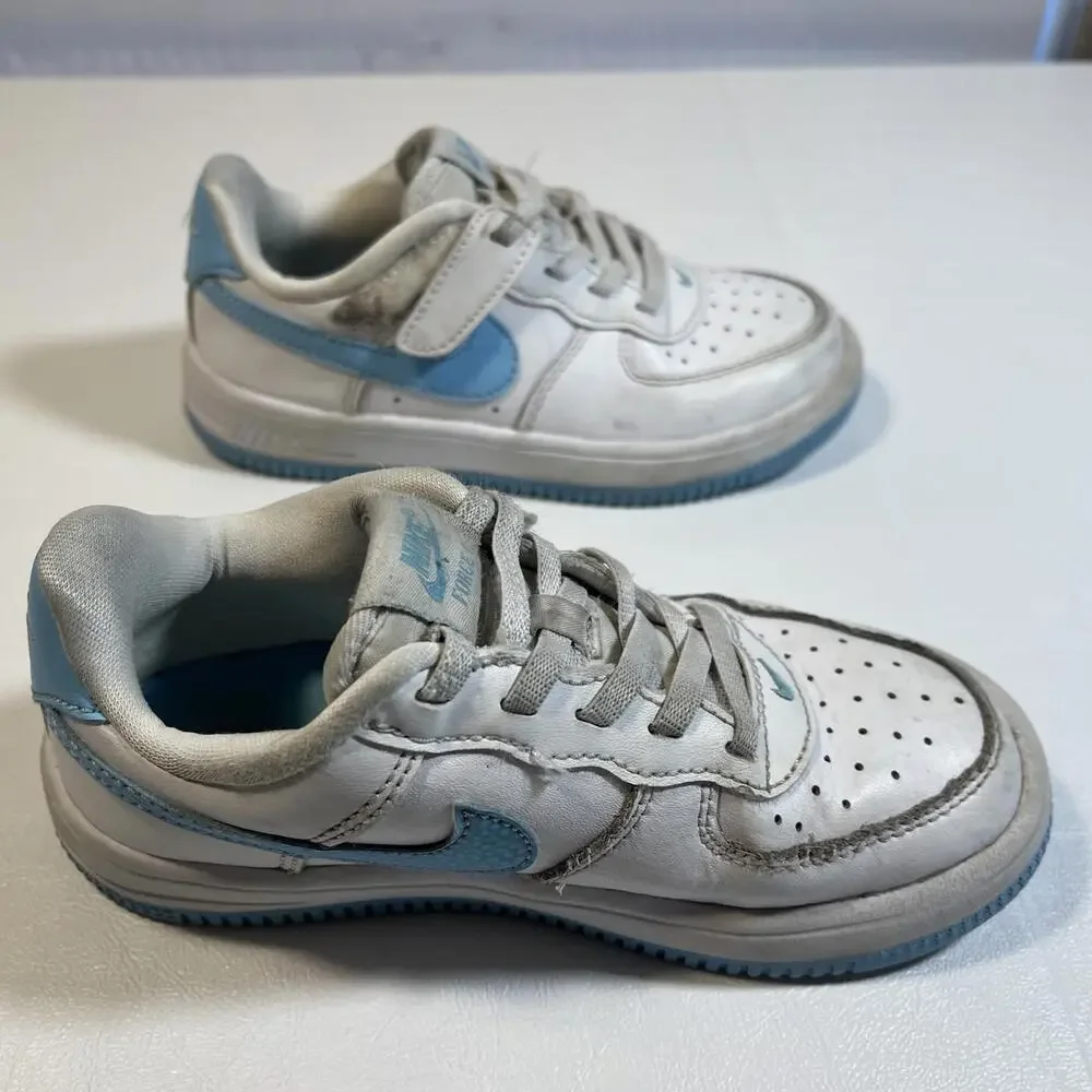 Nike Air Force 1 White Blue Boys Size 12c - Picture 5 of 7